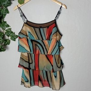 LAPIS Layered Embellished Spaghetti Strap Blouse S